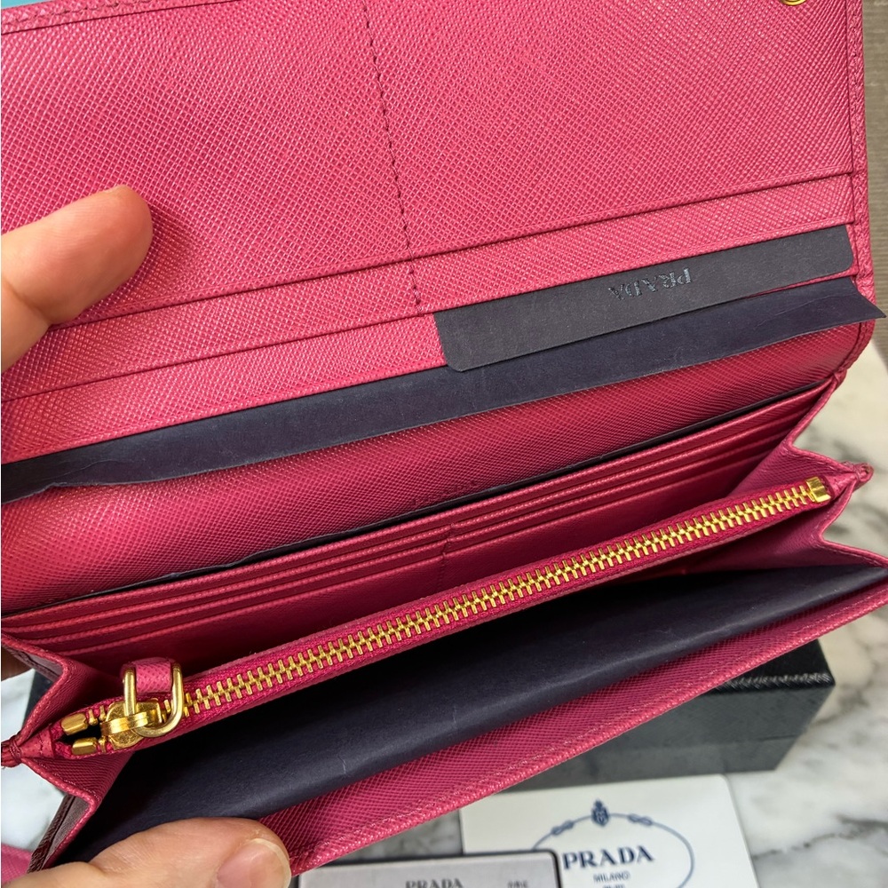 Prada Peonia Pink Saffiano Leather Bow Snap Wallet - NWT Authentic w/ Box - Picture 8 of 15